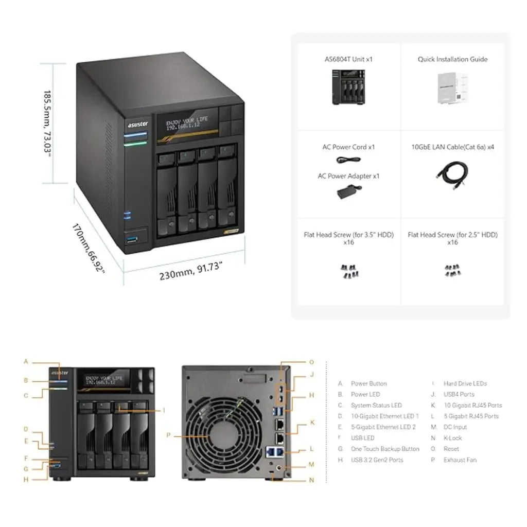 ASUSTOR AS6804T Lockerstor 4 Gen3 Diskless 4-Bay NAS-tpstech.in
