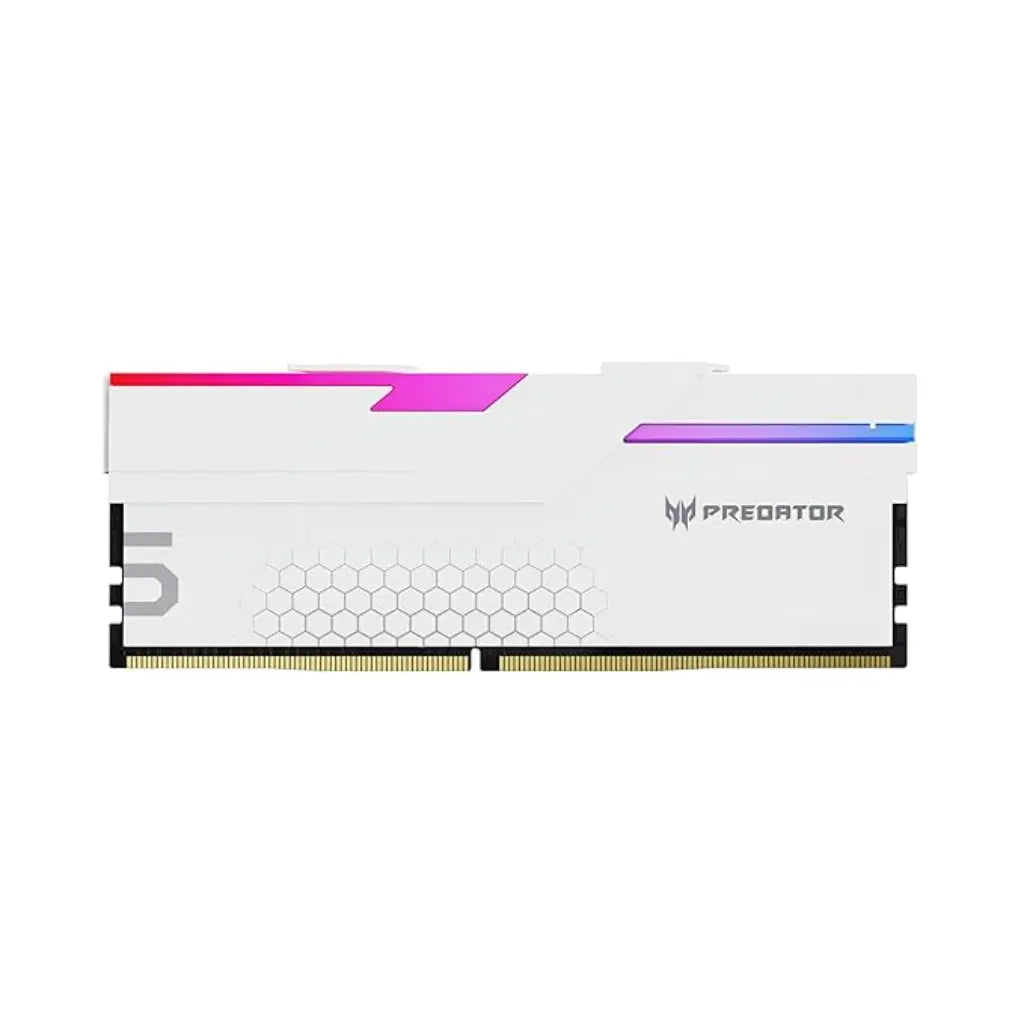 Acer Predator Hermes RGB 48GB (24GBx2) DDR5 RAM 7200MHz CL36 288-Pin Desktop Memory - White-tpstech.in