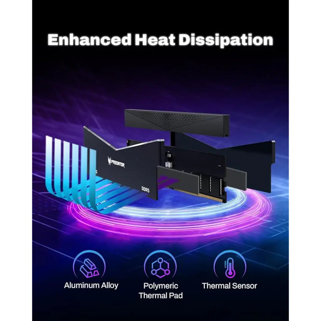 Acer Predator Pallas II 32GB (16GBx2) DDR5 6000MHz CL36 288-Pin Gaming Desktop Memory-tpstech.in