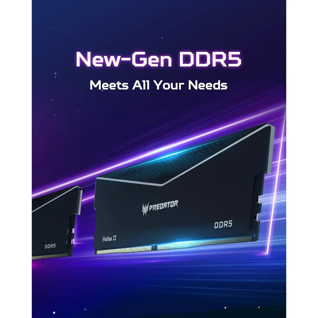 Acer Predator Pallas II DDR5 RAM 32GB (2x16GB) 6000MHz CL30 288‑Pin Desktop Memory-tpstech.in