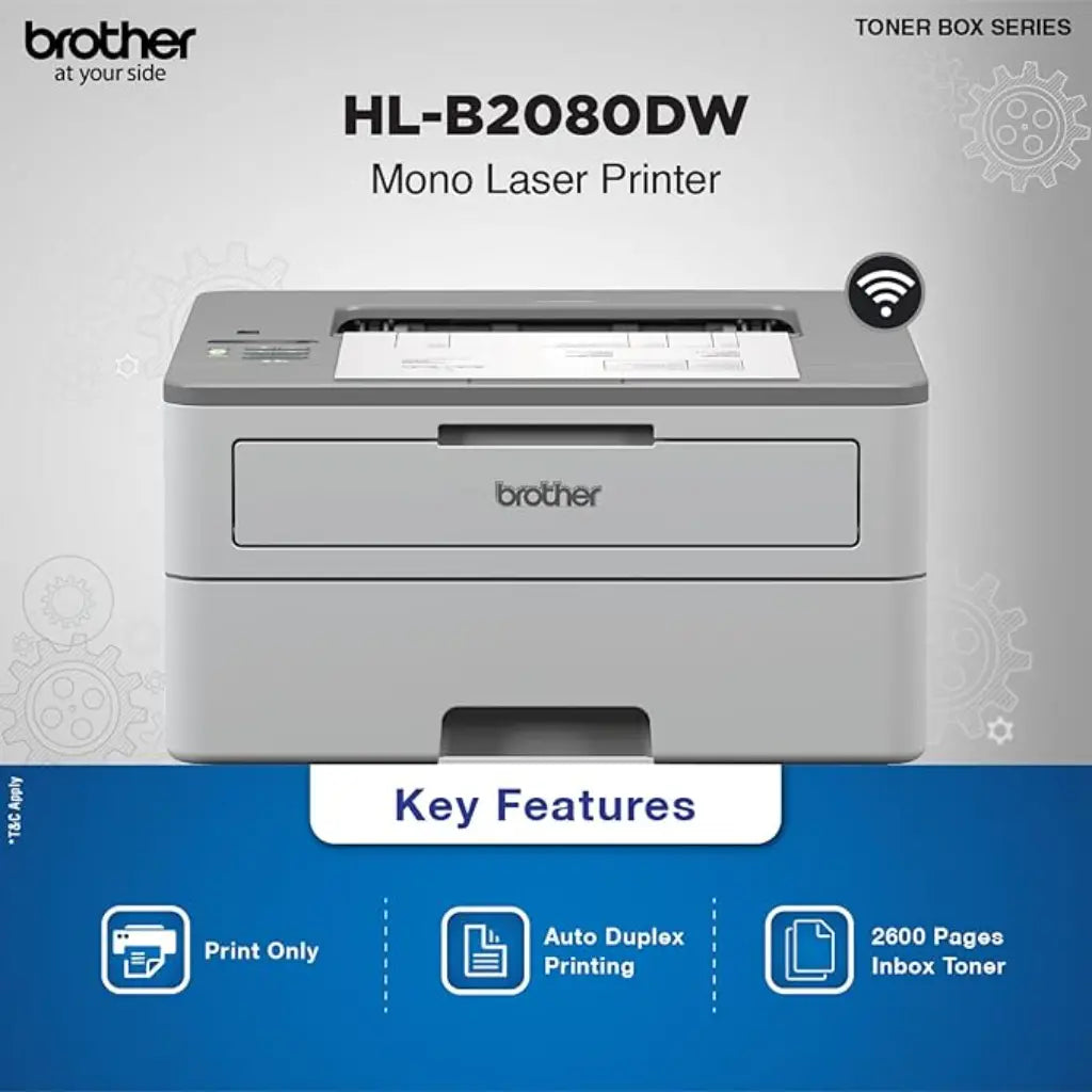Brother HL-B2080DW Wireless Monochrome Laser Printer with Auto Duplex Printing-tpstech.in