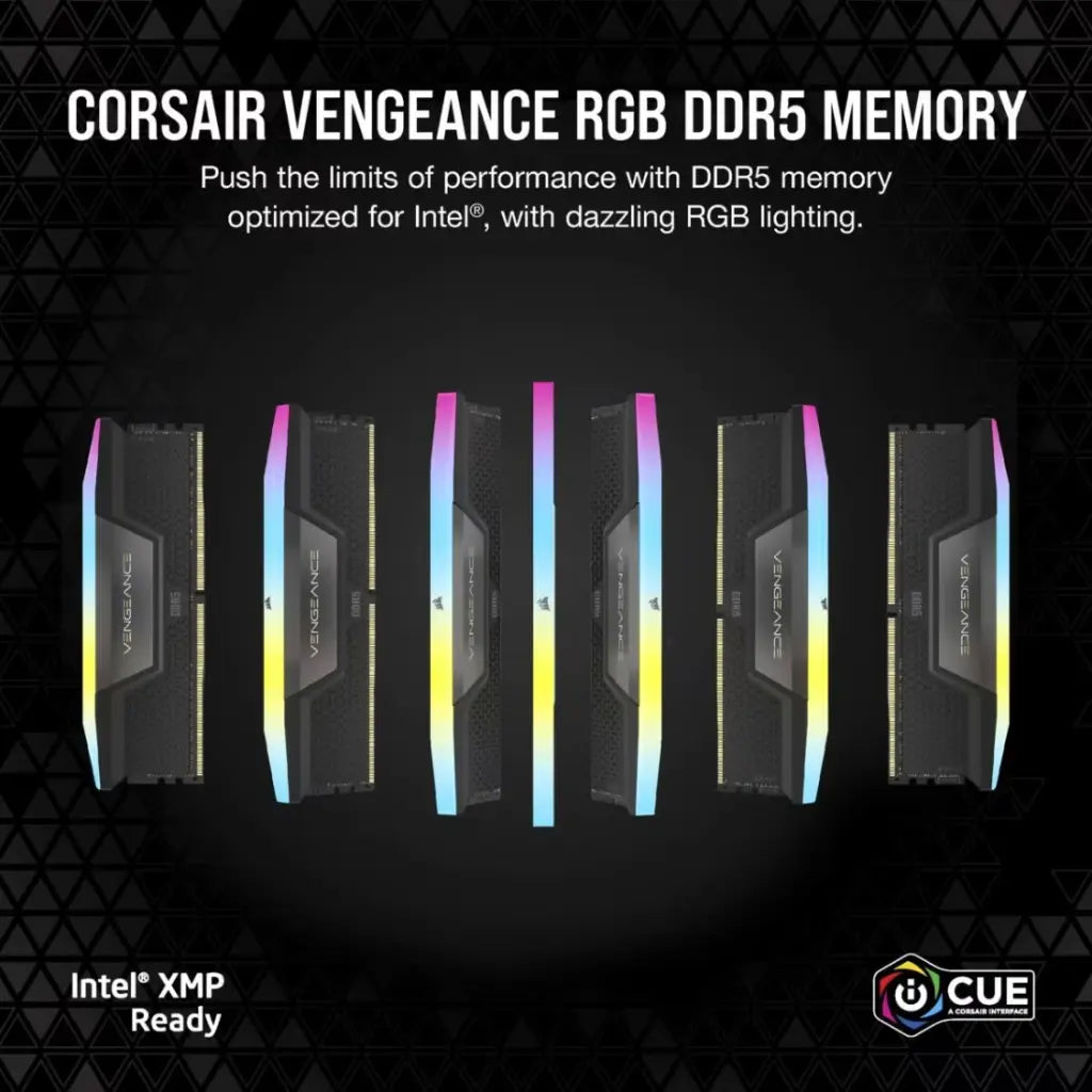 CORSAIR Vengeance RGB 96GB (2x48GB) DDR5 RAM 5200MHz CL38 Desktop Memory Kit – Black-tpstech.in