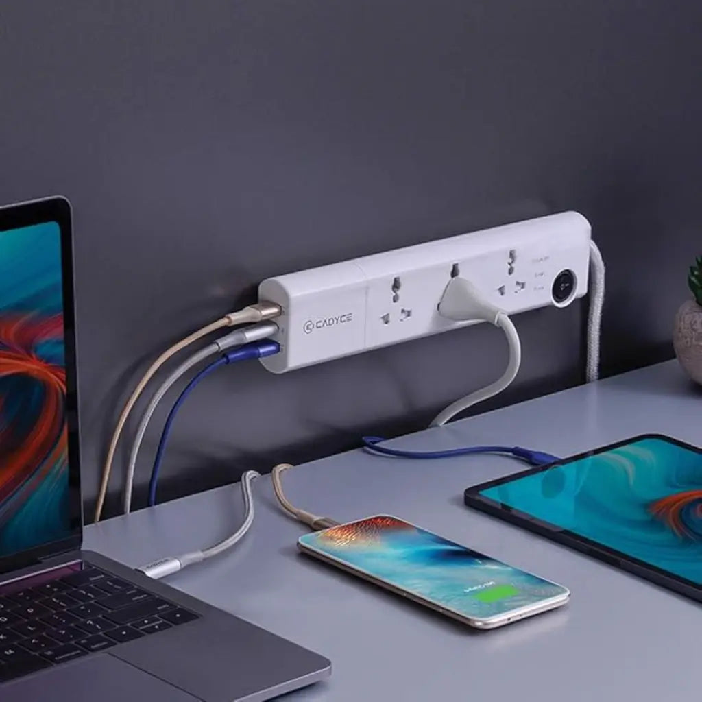 Cadyce CA-3SPS 3-Socket Surge Protector with 30W USB-C PD-tpstech.in