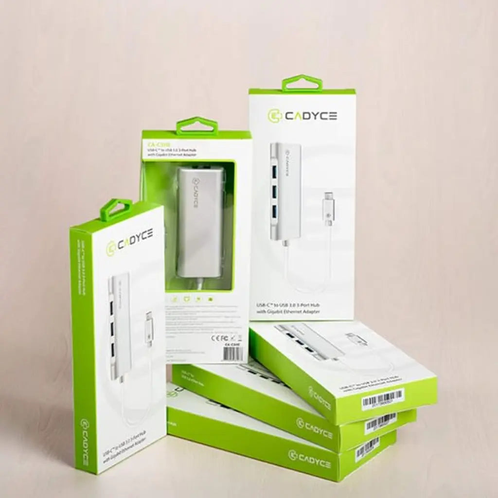 Cadyce CA-C3HE USB-C to 3-Port USB 3.0 Hub with Gigabit Ethernet Adapter-tpstech.in