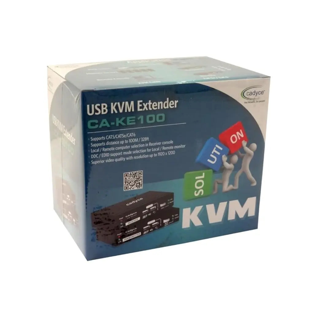 Cadyce CA-KE100 USB KVM Extender 100M Over CAT5e/CAT6 Supports 1920x1200 Resolution-tpstech.in