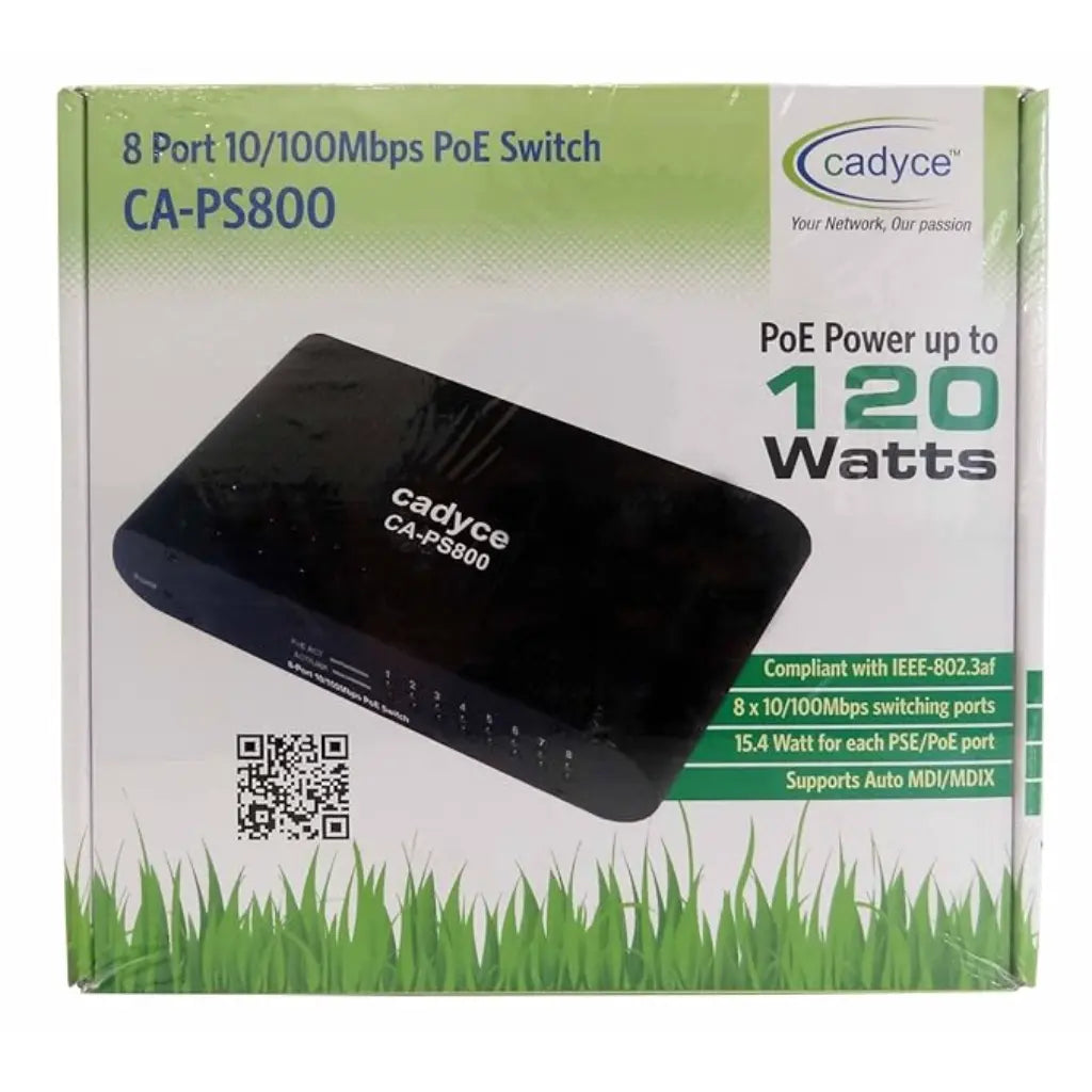 Cadyce CA-PS800 8-Port 10/100Mbps Fast Ethernet PoE Switch IEEE 802.3af 120W Power Budget-tpstech.in