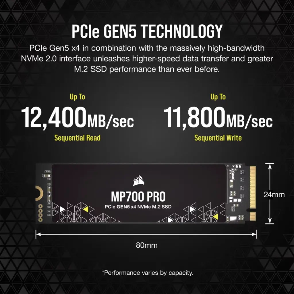 Corsair MP700 Pro 1TB PCIe Gen5 x4 NVMe 2.0 M.2 Internal SSD-tpstech.in