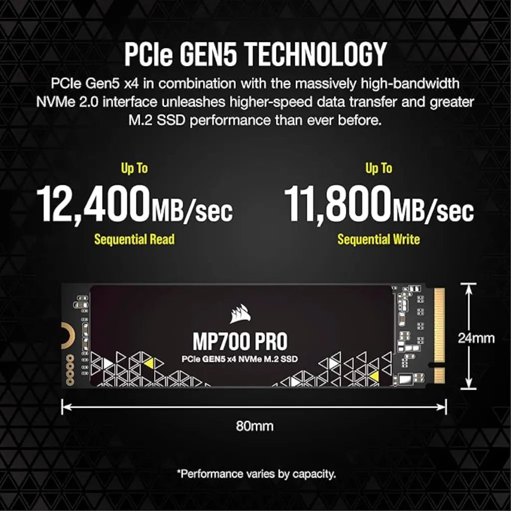 Corsair MP700 Pro 2TB PCIe Gen5 x4 NVMe 2.0 M.2 Internal SSD-tpstech.in