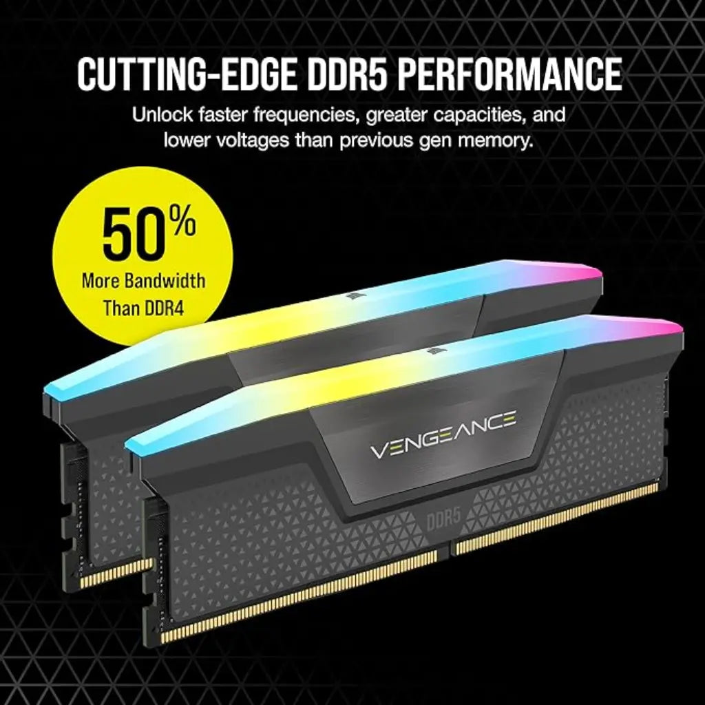 Corsair Vengeance RGB 96GB (48GBx2) DDR5 RAM 6000MHz CL30 288-Pin Desktop Memory-tpstech.in
