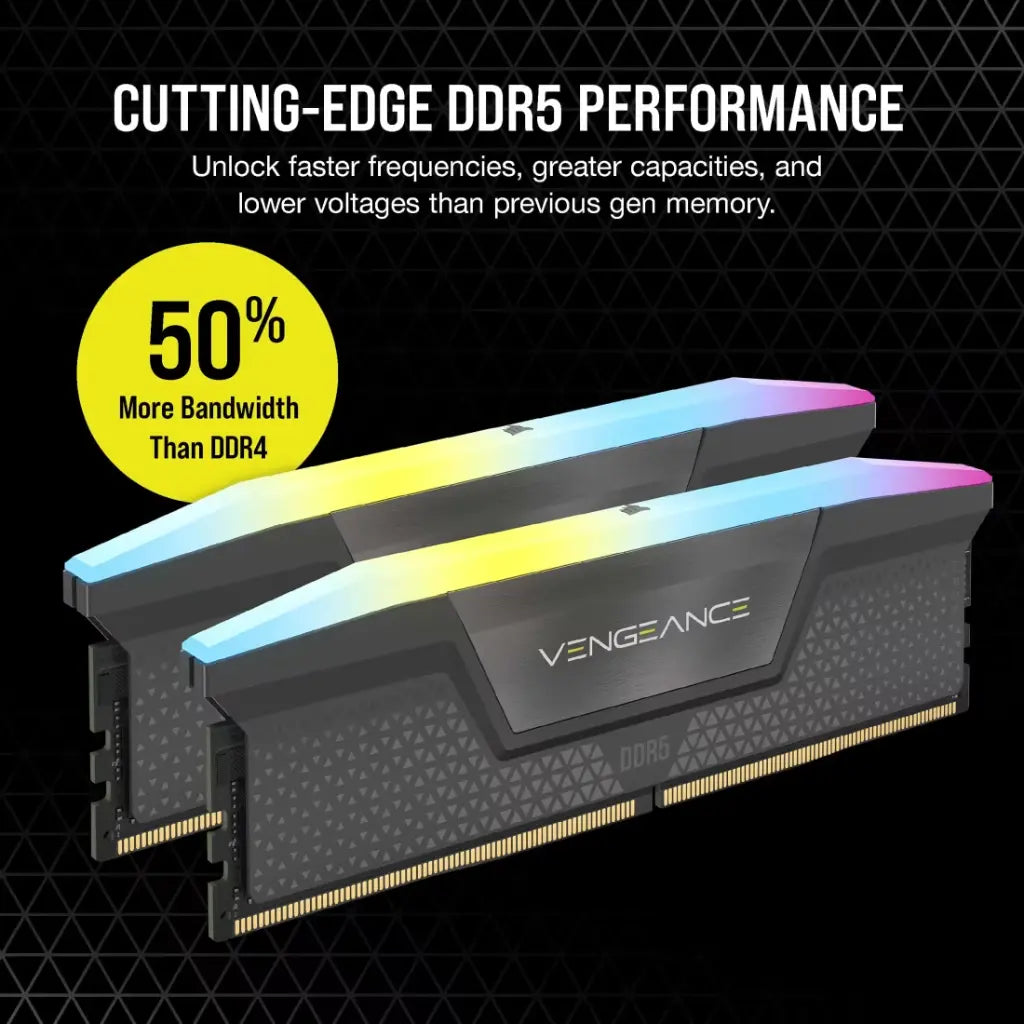 Corsair Vengeance RGB DDR5 RAAM 16GB 6000MHz CL36 Desktop Memory-tpstech.in