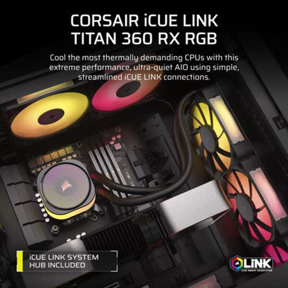 Corsair iCUE Link Titan 360 360mm RX RGB AIO Liquid CPU Cooler -tpstech.in