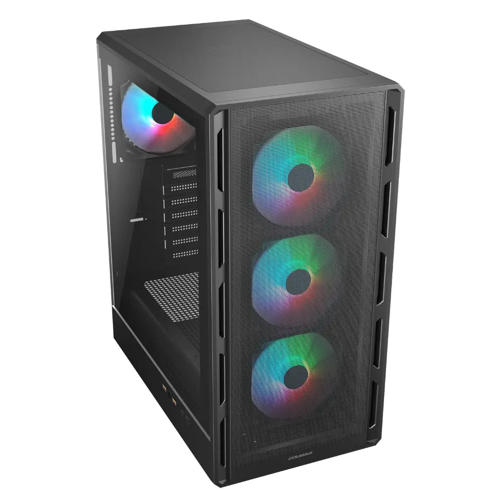 Cougar Airface Pure RGB Mid Tower ATX Computer Case Compact Design with Ultra‑Slim Ventilated Front Panel and 4 RGB Fans-tpstech.in