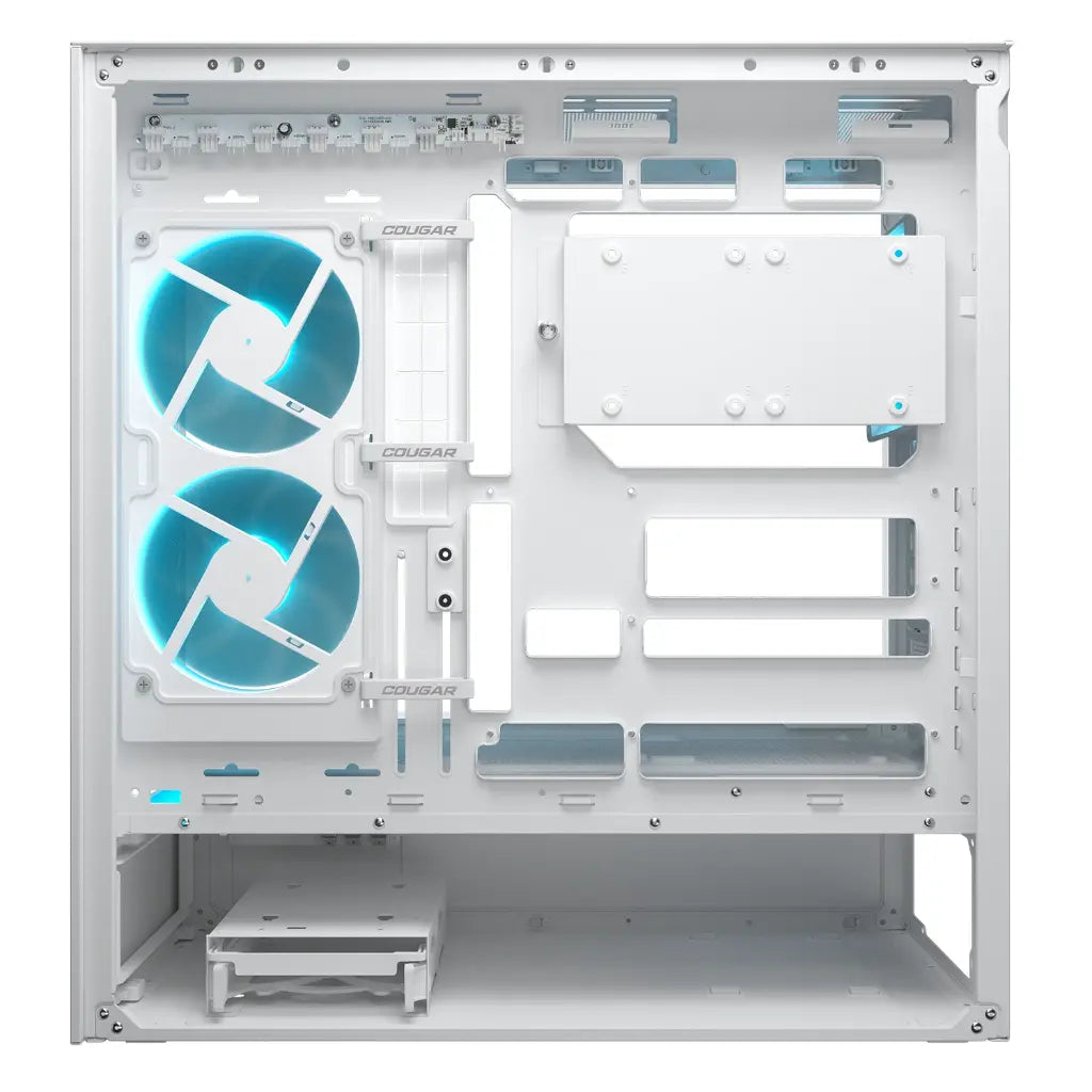 Cougar CFV235 Tempered Glass ATX Mid‑Tower Gaming Case with Central Floating Ventilation - White-tpstech.in