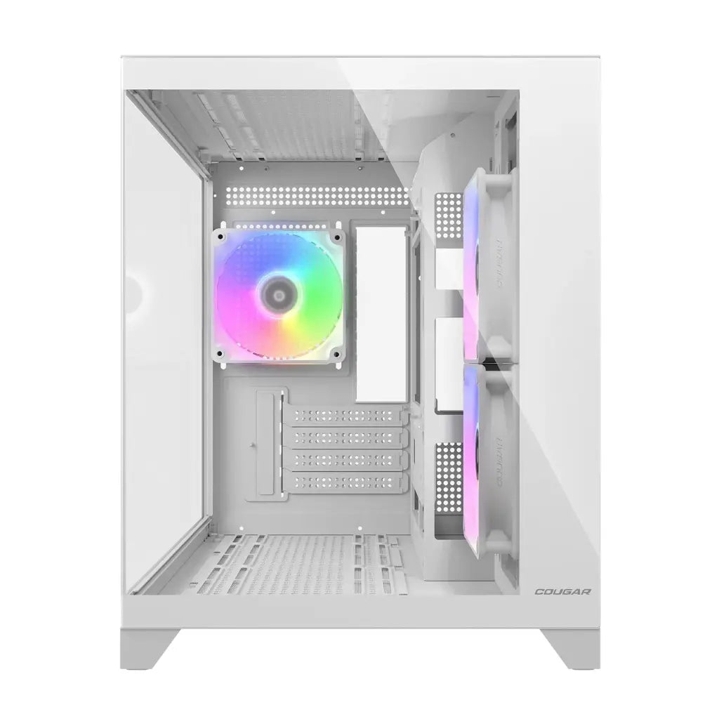 Cougar FV150 Mini RGB Mini Tower Dual‑Chamber PC Case with Tempered Glass - White-tpstech.in