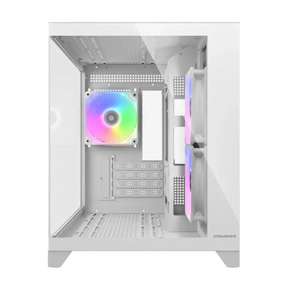 Cougar FV150 Mini RGB Mini Tower Dual‑Chamber PC Case with Tempered Glass - White-tpstech.in