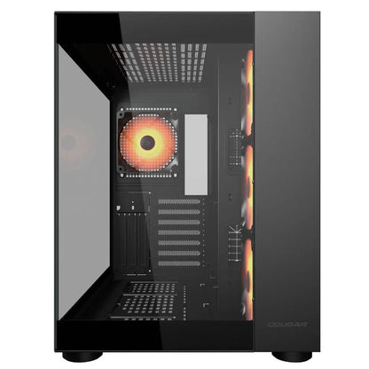 Cougar FV150 RGB Tempered Glass Mid Tower Dual-Chamber ATX Computer Case with 4 Pre-Installed ARGB Fans-  Black-tpstech.in