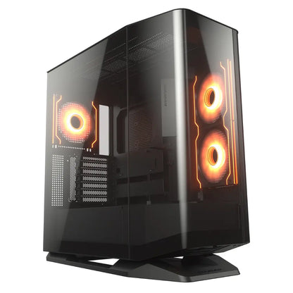 Cougar FV270 RGB Tempered Glass Mid‑Tower Computer Case with E‑ATX Support, Angled Airflow & ARGB Fans - Black-tpstech.in