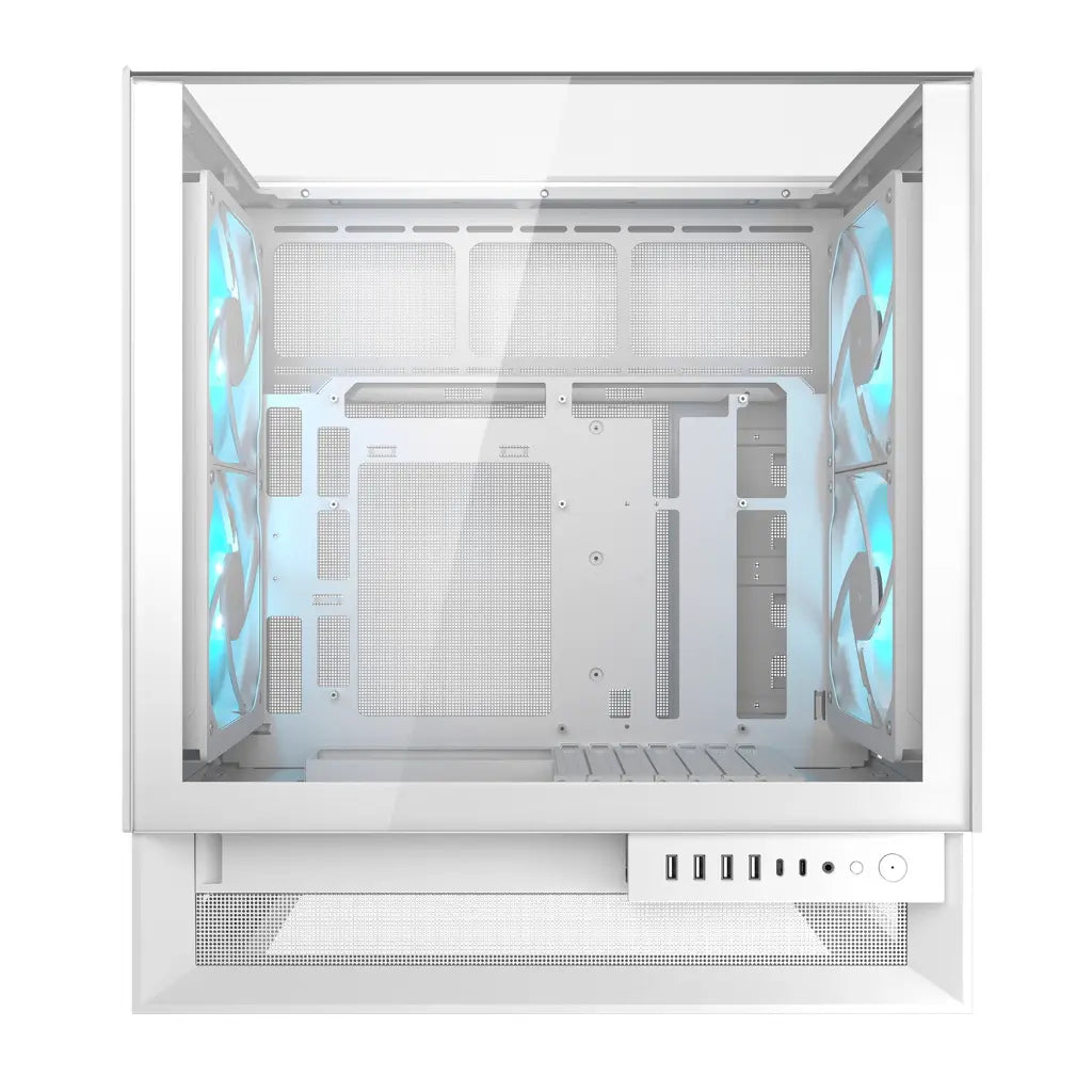 Cougar OmnyX Mid‑Tower PC Case with Omnidirectional Dynamic Flow Quad 160mm PWM Fans - White-tpstech.in
