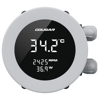 Cougar Poseidon Vistek ARGB 240mm CPU Liquid Cooler with 1.9‑Inch Display - White-tpstech.in