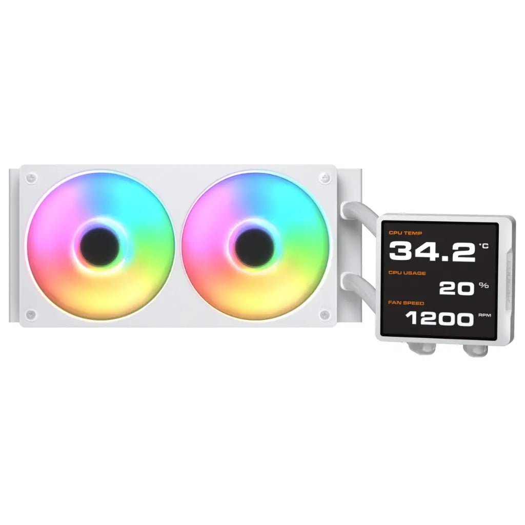 Cougar Poseidon Vistek Pro ARGB 360mm Liquid Cooler with 3.95 Inch IPS LCD Display - White-tpstech.in