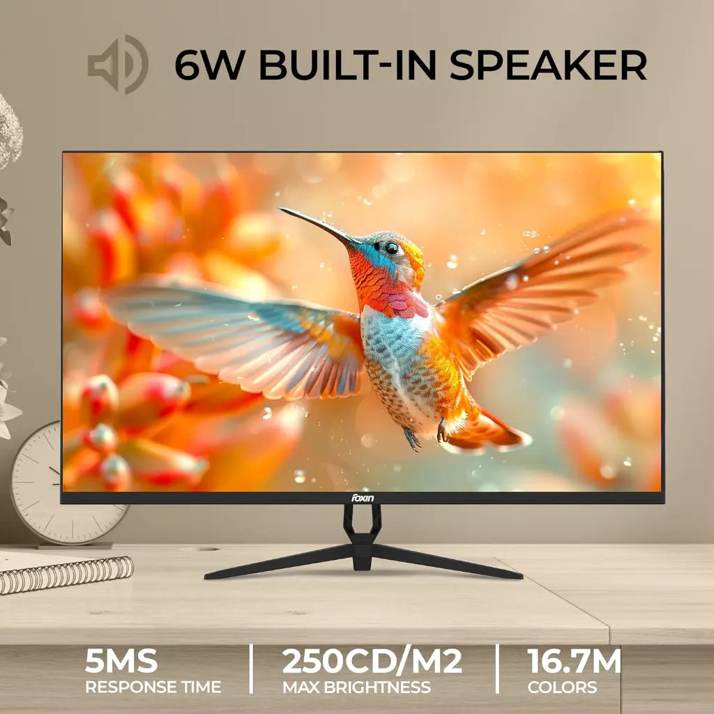 Foxin Elite 32" 75Hz FHD LED Monitor with HDMI VGA & Built‑In Speakers-tpstech.in