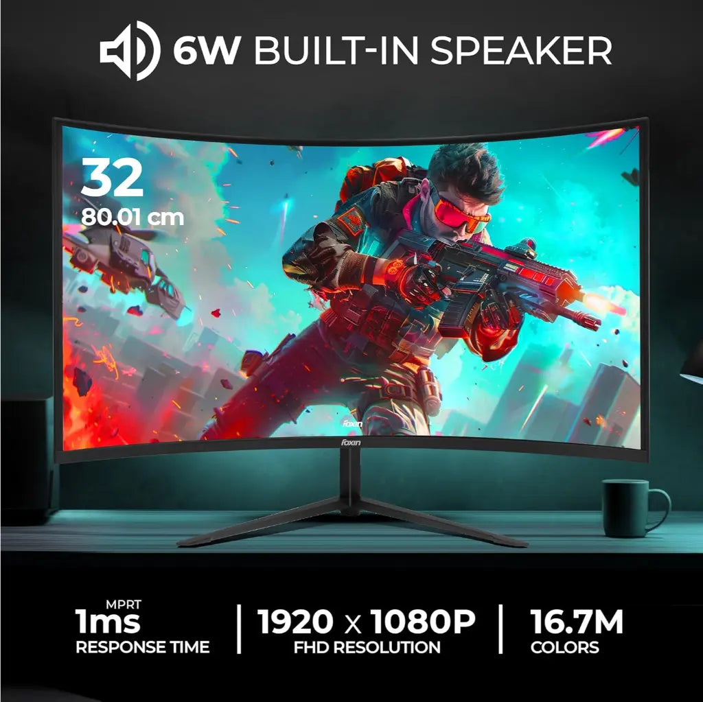 Foxin Phantom 32" 180Hz 1ms FHD Curved Gaming Monitor-tpstechin
