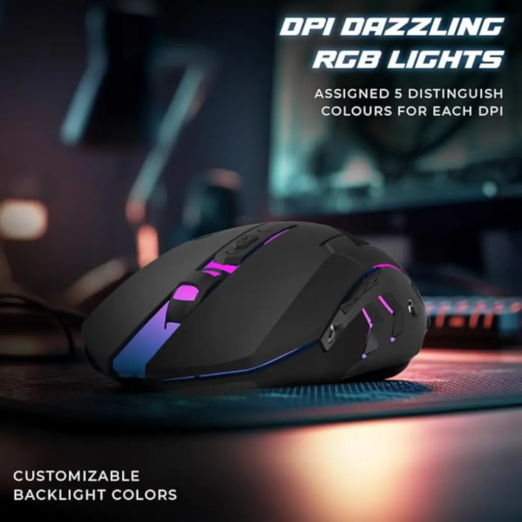 Lapcare Champ LGM-100 USB Wired RGB Gaming Mouse 3600DPI-tpstech.in