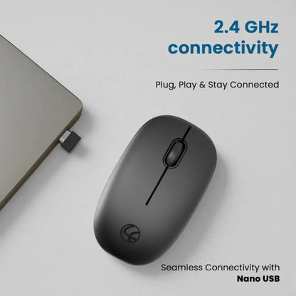 Lapcare Safari III LWM-003 Wireless Optical Mouse 1600 DPI 2.4GHz Ergonomic-Black-tpstech.in