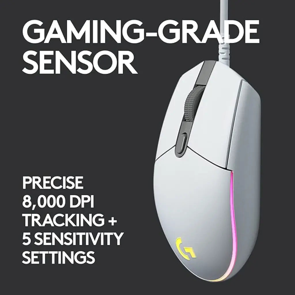 Logitech G102 Lightsync RGB Wired Optical Gaming Mouse - White-tpstech.in