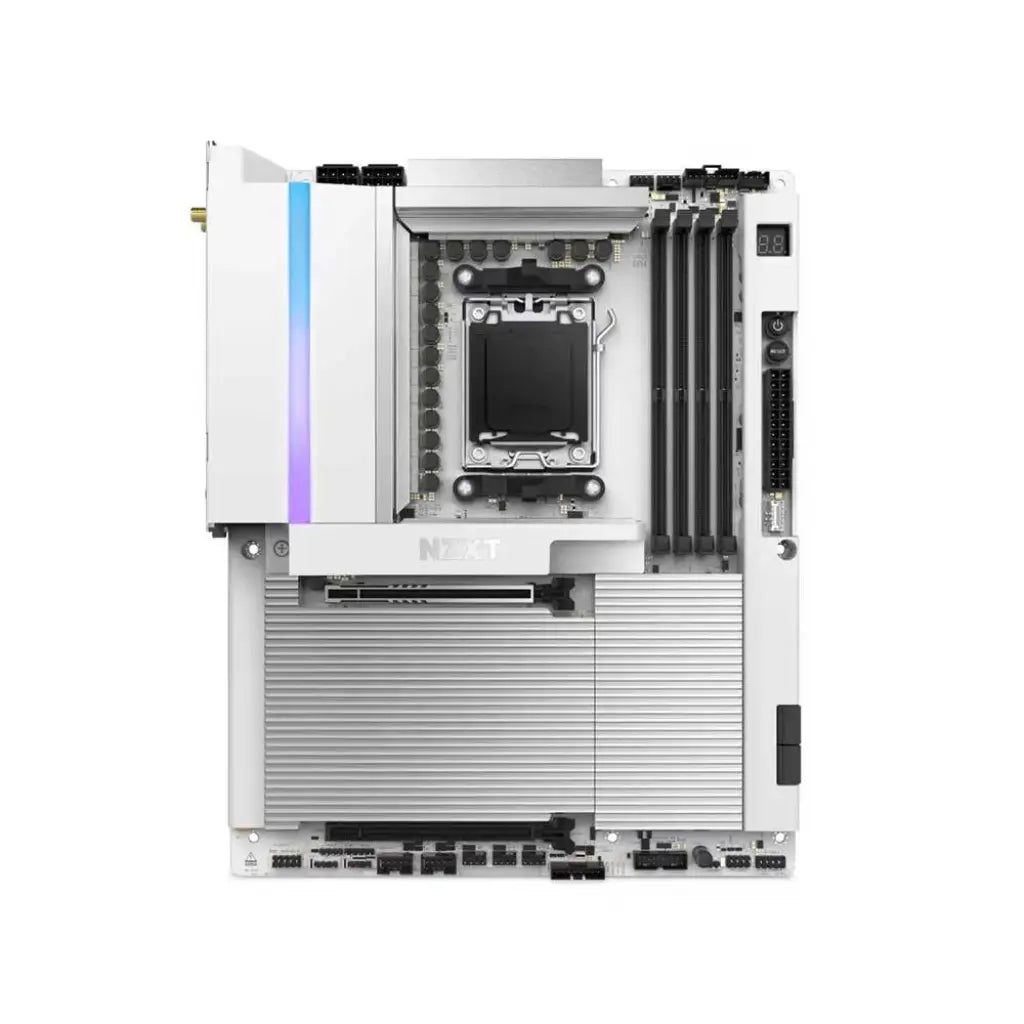 NZXT N9 X870E AM5 ATX DDR5 Motherboard with Wi‑Fi 7 – White-tpstech.in