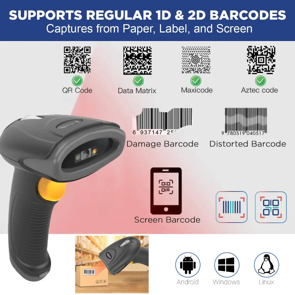 Newland HR2081‑BT Wireless 2D Barcode Scanner with Bluetooth 5.0-tpstech.in
