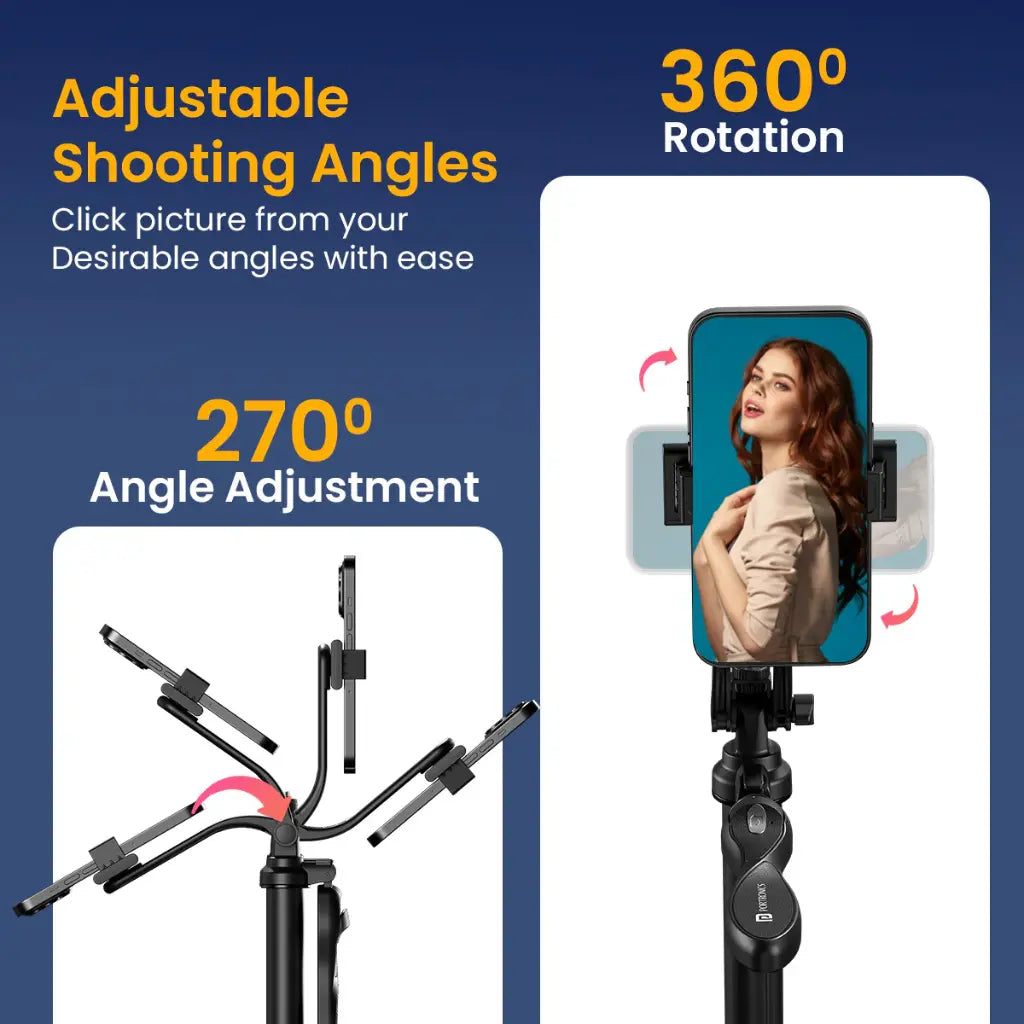 Portronics Lumistick Pro POR 2064 Selfie Stick Tripod with Bluetooth Remote-tpstech.in