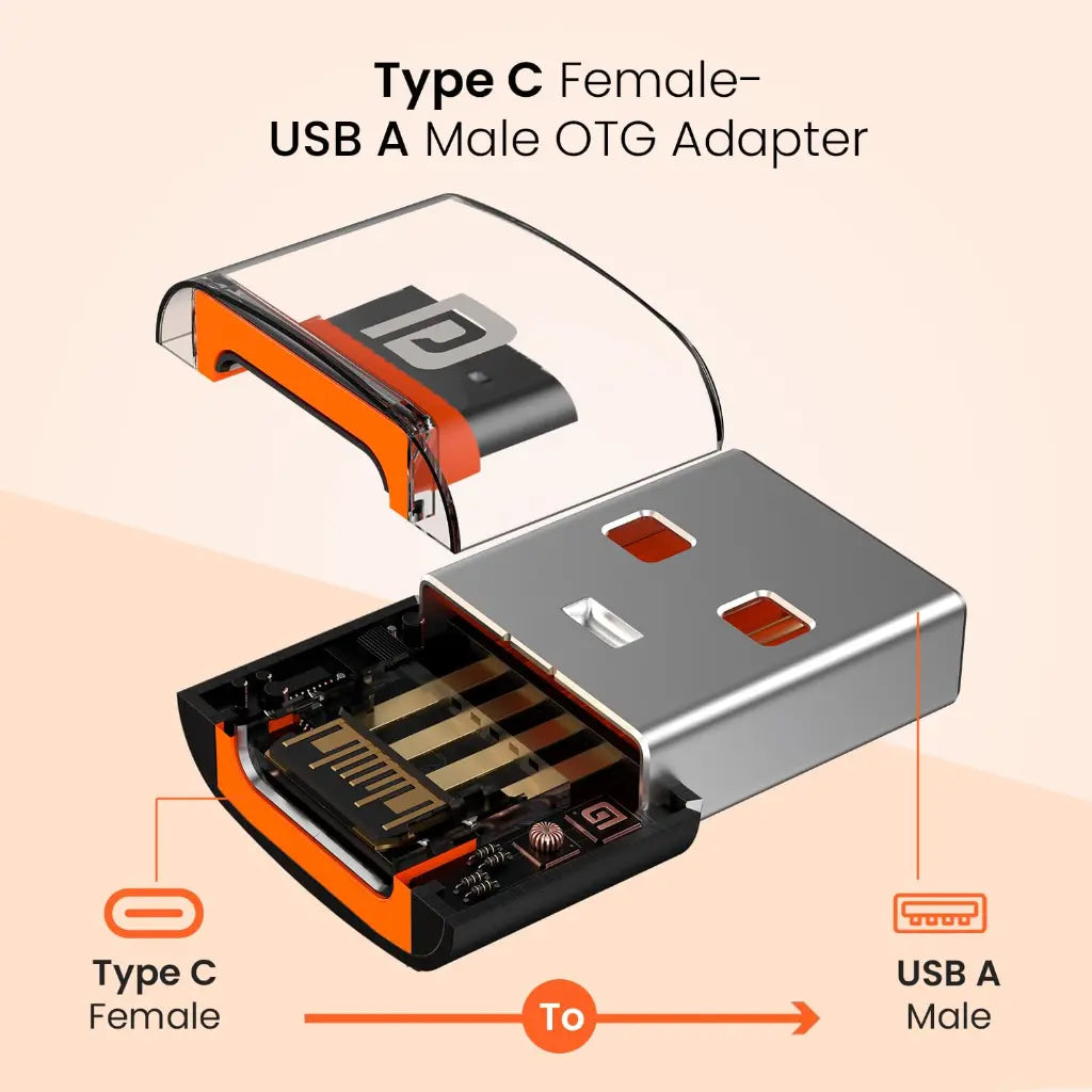 Portronics POR 2788 Type C to USB A Converter Fast Charging Data Sync OTG Adapter-tpstech.in