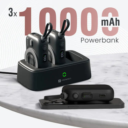 Portronics Power Shutter Home POR 2901 3-in-1 Charging Station with 3x10000mAh Power Banks-tpstech.in