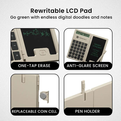 Portronics Ruffpad Calc Mini POR 2078 2 in 1 LCD Writing Pad with 12 Digit Calculator-tpstech.in