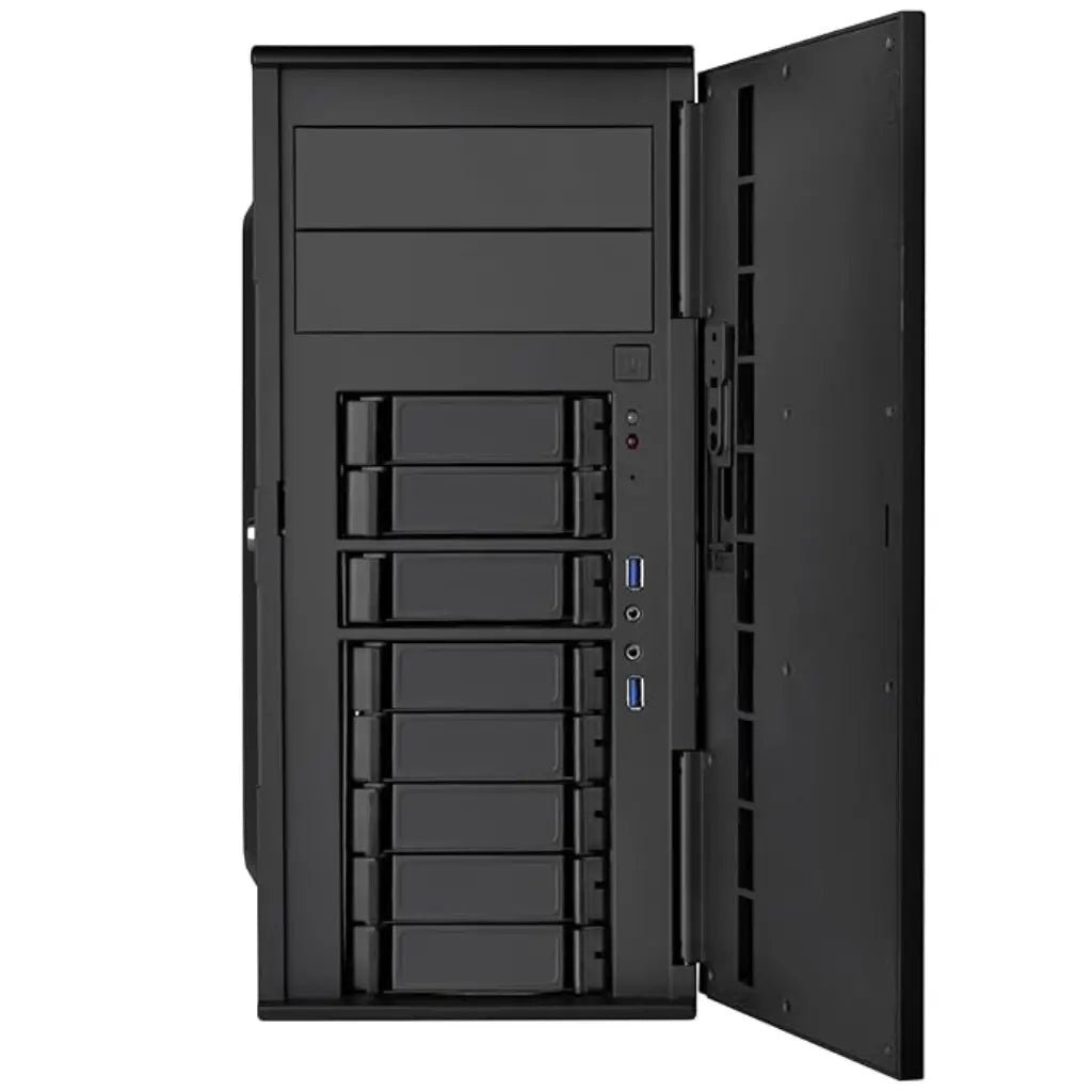 SilverStone SST‑CS380B Mid‑Tower NAS Chassis 8‑Bay Hot‑Swap Dual 5.25″ Bays 3×120 mm Fans-tpstech.in