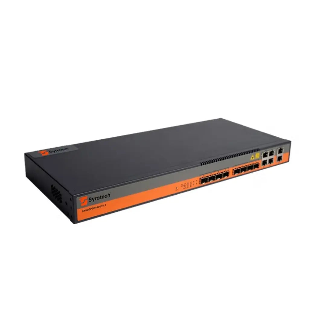 Syrotech EPON OLT 4 Port L3 1U Rack Mount 4GE Uplink Supports 256 ONUs-tpstech.in