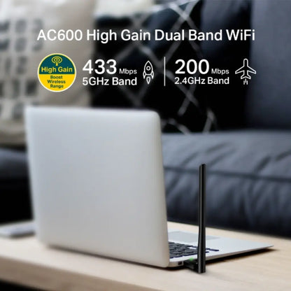 TP-Link Archer T2U Plus AC600 High-Gain Dual Band USB Wi-Fi Adapter-tpstech.in
