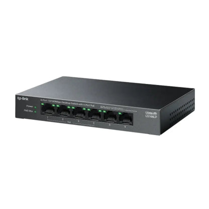 TP-Link LS106LP 6-Port 10/100Mbps Desktop Switch 4 PoE+ Ports 41W PoE Budget-tpstech.in