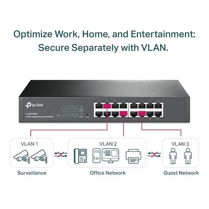 TP-Link TL-SG1016DE 16-Port Gigabit Easy Smart Switch with VLAN-tpstech.in
