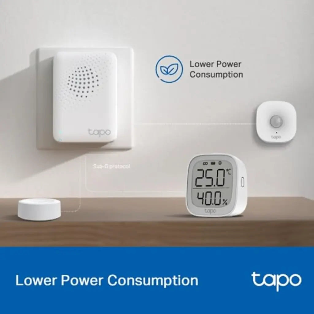 TP-Link Tapo H100 Smart Hub with Chime Connect Up to 64 Devices Smart Alarm & Doorbell Support-tpstech.in