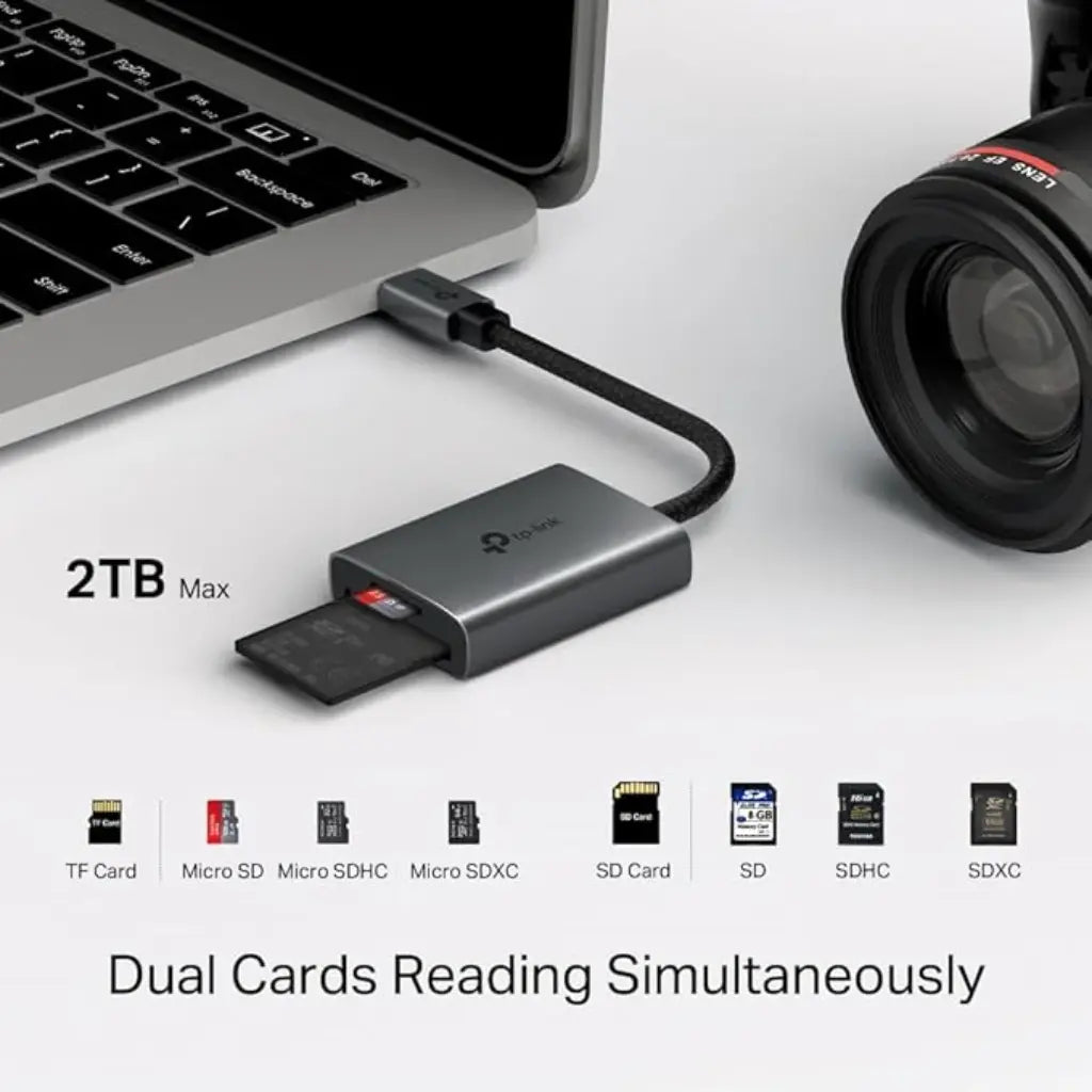 TP-Link UA430C USB 3.0 Type-C to SD & microSD Card Reader Dual Slot UHS-I 200MB/s 2TB Support-tpstech.in