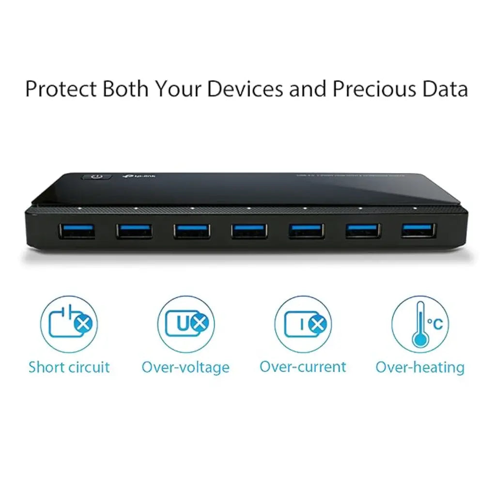 TP-Link UH720 USB 3.0 7-Port Hub with 2 Smart Charging Ports - tpstech.in