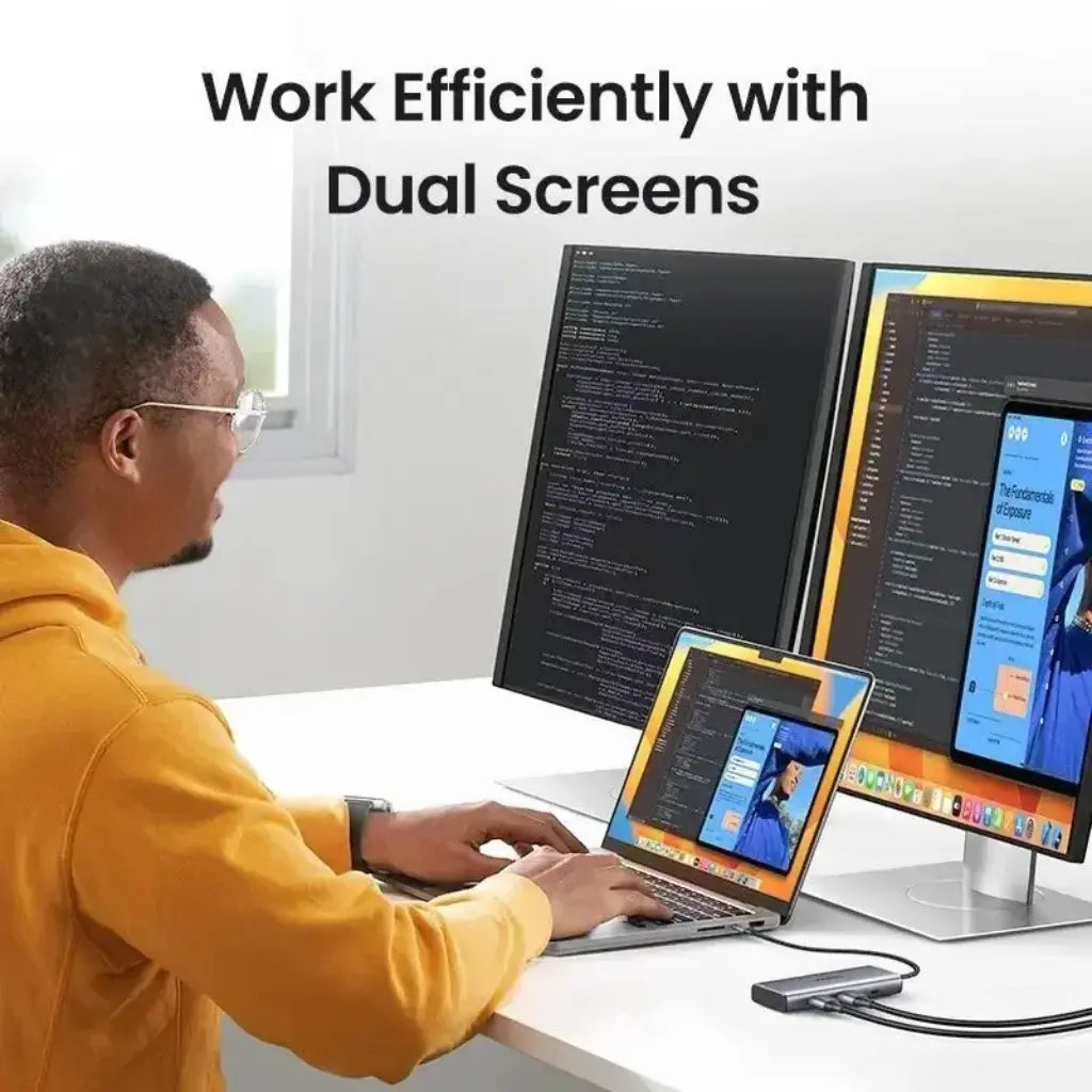 Ugreen 45379 USB-C Hub 7 in 1 Dual 4K HDMI 100W PD 10Gbps Data Ports-tpstech.in