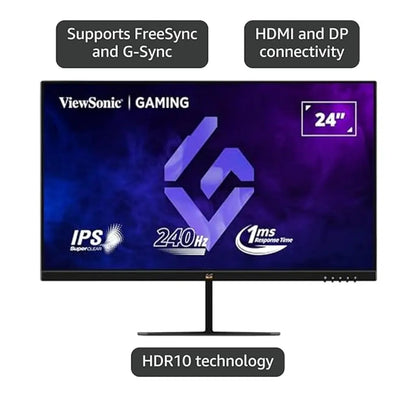 Viewsonic 24″ 240Hz 1ms FHD IPS Gaming Monitor FreeSync & G‑Sync Compatible-tpstech.in