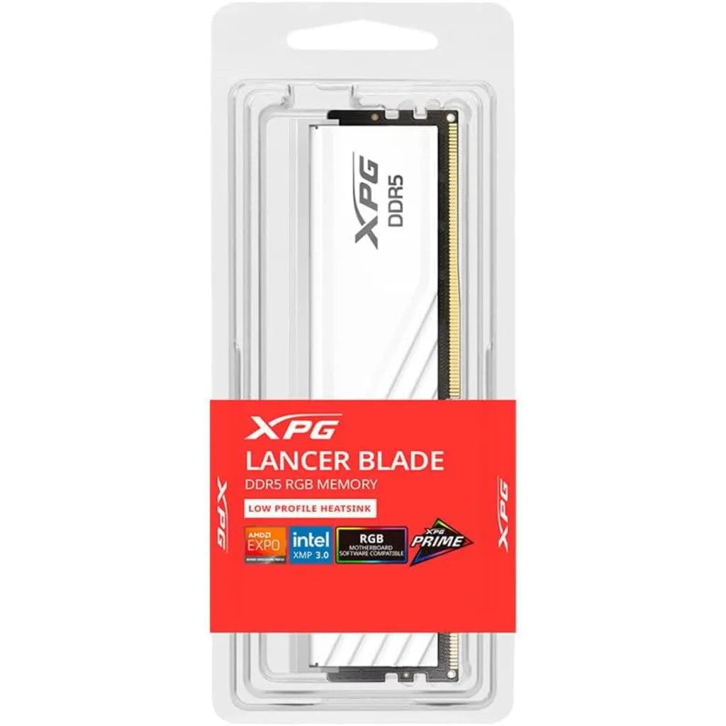 XPG Lancer Blade RGB DDR5 RAM 16GB 6000MHz CL48 Gaming Desktop Memory White
