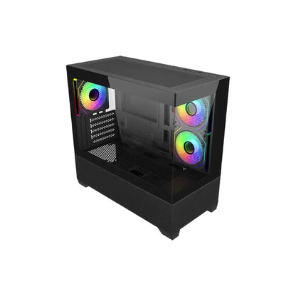 Cooler Master Elite 490 Dual Tempered Glass mATX Computer Case - Black
