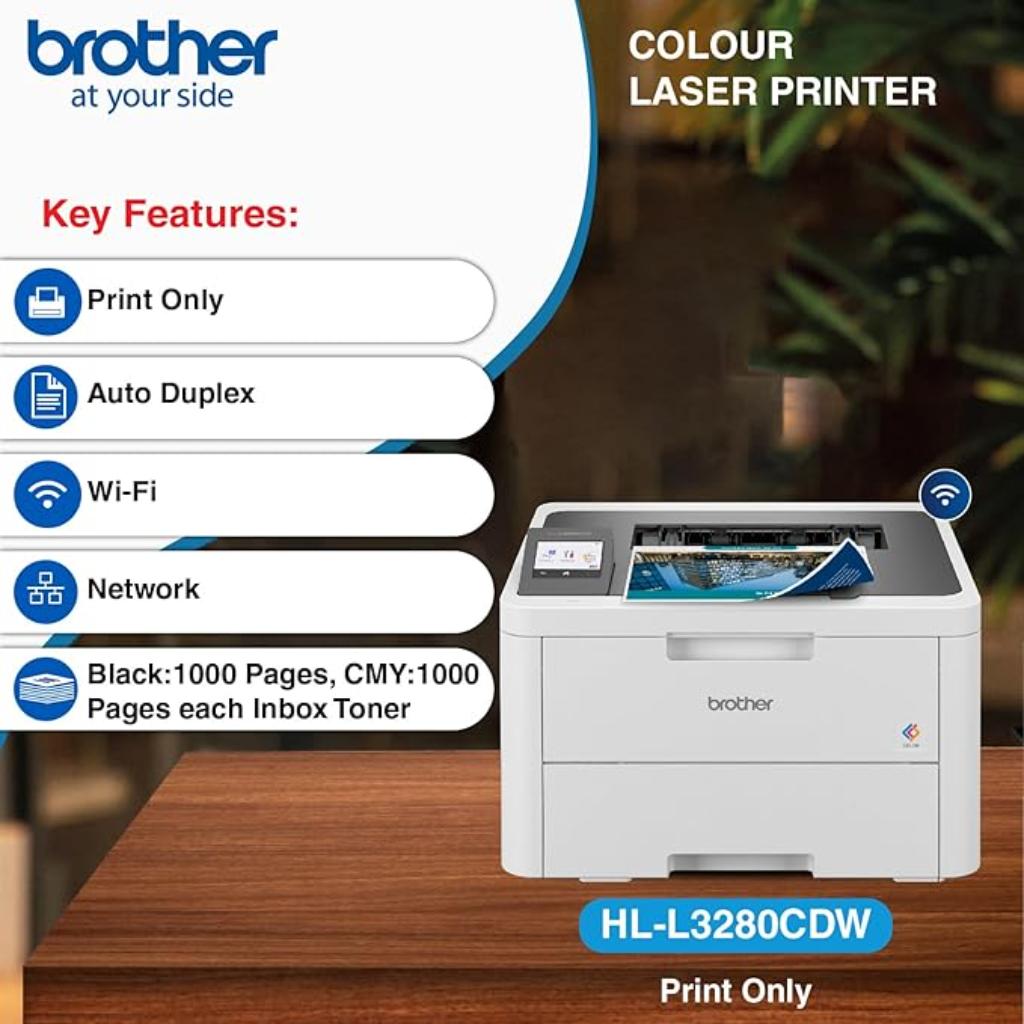Brother HL-L3280CDW Colour Laser LED Duplex Printer with WiFi & Gigabit Ethernet (26 ppm)