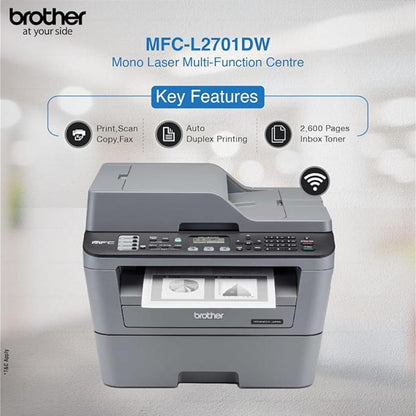 Brother MFC-L2701DW Monochrome Laser Multi Function Duplex Printer with Wireless Networking