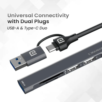 Portronics Mport 31 Plus USB 3.0 Hub (5-in-1) with USB & Type-C